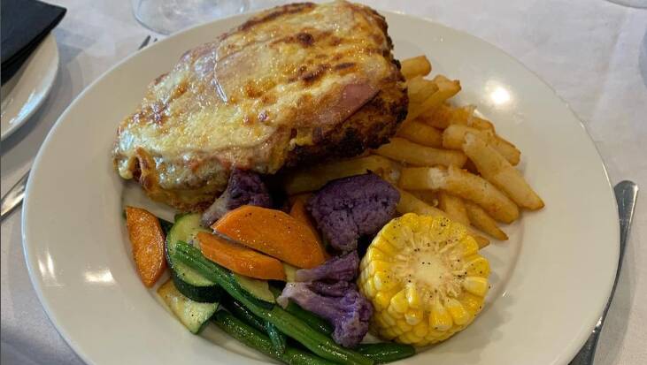 Chicken parmigiana at Country Club Hotel Tooleybuc. Picture via Instagram