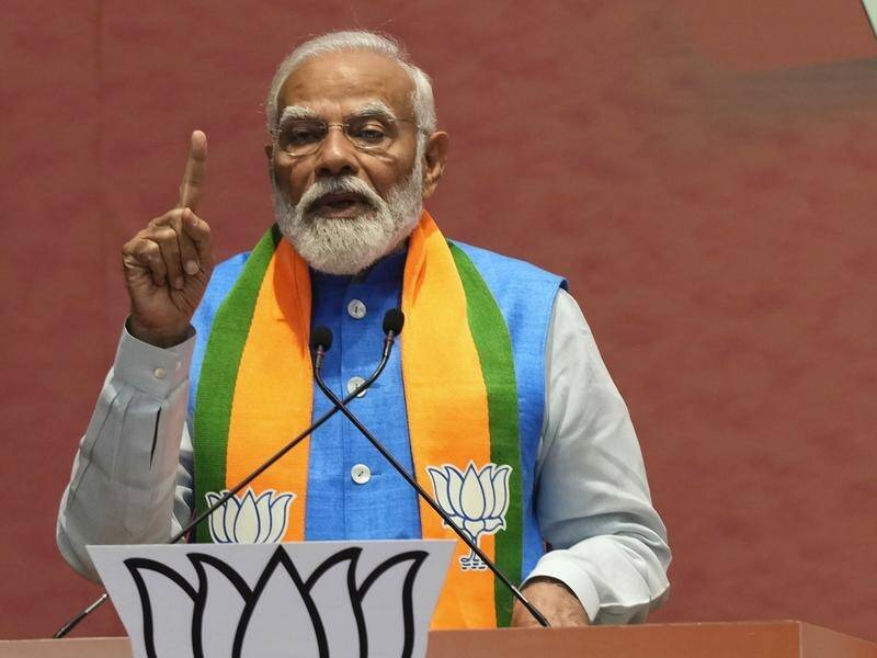 Indian Prime Minister Narendra Modi is widely tipped to win a record-equalling third term. (AP PHOTO)